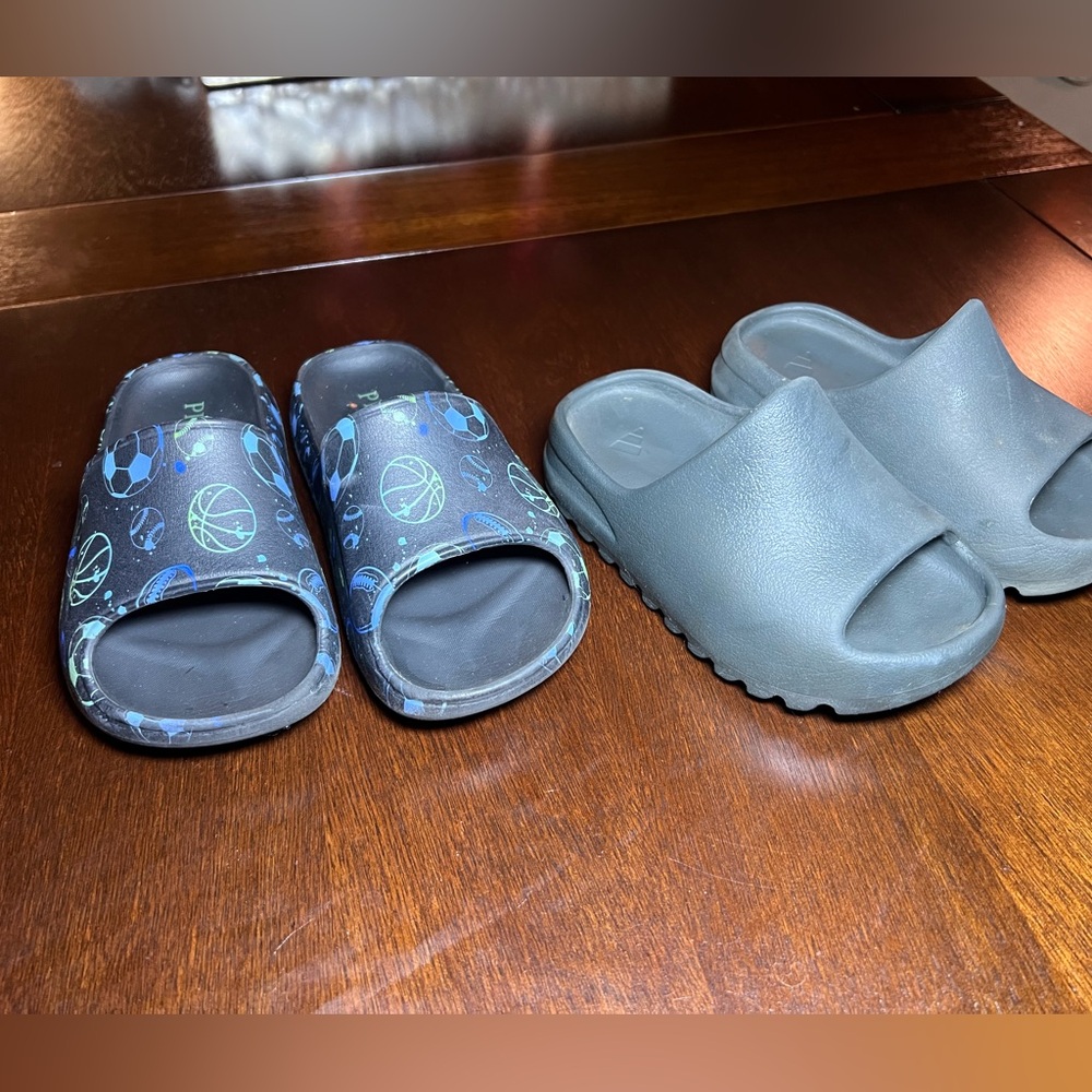 Kids Gray and Patterned Slides